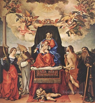  Virgen Pintura al %C3%B3leo - Virgen con el Niño y Santos 1521II Renacimiento Lorenzo Lotto